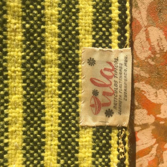 Vintage Mexican 1950s Yellow & Black Striped Weaving with Sequins - Picture 5 of 10